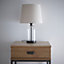 Stunning Glass Chelsea Table lamps in Black with natural Linen Lamp shade