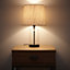Stunning Glass Chelsea Table lamps in Black with natural Linen Lamp shade