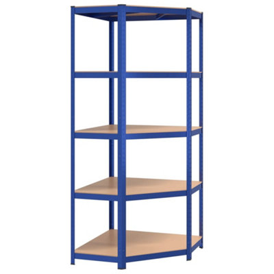 Sturdy 5-Layer Corner Shelf Blue Steel&Engineered Wood