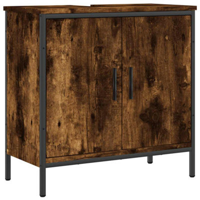 Sturdy Bathroom Sink Cabinet Smoked Oak 60x30x60 cm Engineered Wood