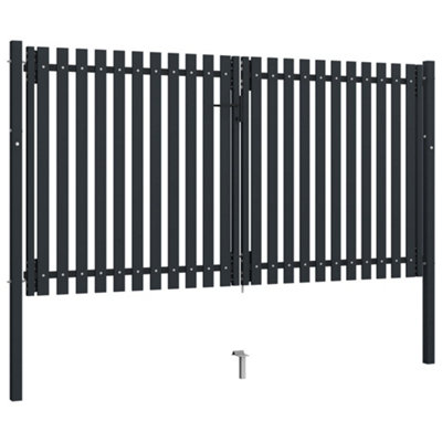 Sturdy Double Door Fence Gate Steel 306x220 cm Anthracite