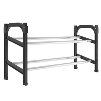 Sturdy Extendable Shoe Rack with 2 Shelves 119x24x37 cm