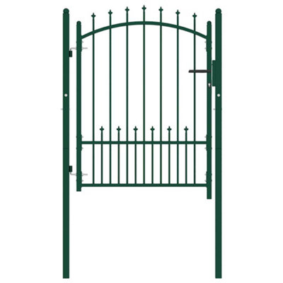 Sturdy Fence Gate with Spikes Steel 100x125 cm Green