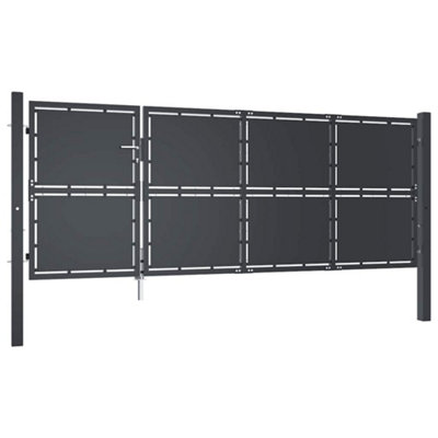 Sturdy Garden Gate Steel 350x125 cm Anthracite
