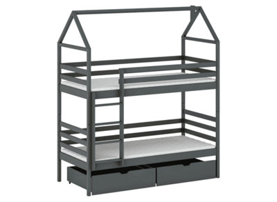 Sturdy Graphite Alex Bunk Bed with Storage (H)217cm (W)198cm (D)98cm - Sleek & Space-Efficient