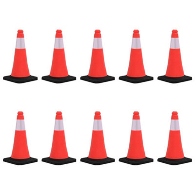 Sturdy Reflective Traffic Cones with Heavy Bases 10 pcs 50 cm