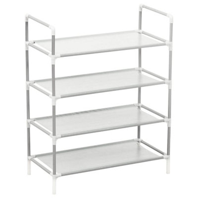 Sturdy Shoe Rack with 4 Shelves Metal and Non-woven Fabric Silver