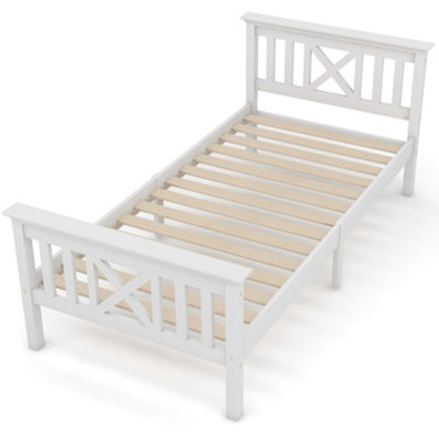 Sturdy Single Wooden Bed Frame with Storage Drawers, Solid Pine, 3FT ...