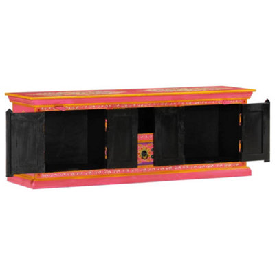 Sturdy TV Cabinet Pink 110x30x40 cm Solid Wood Mango