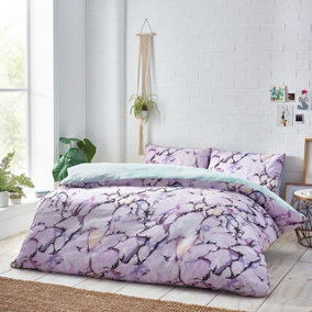 Style Lab Marble Patterned Reversible Duvet Cover Set