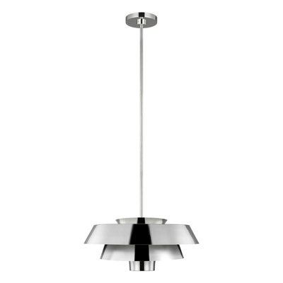 Stylish 1 Bulb Ceiling Pendant Light Fitting in Highly Polished Nickel - LED E27 60W