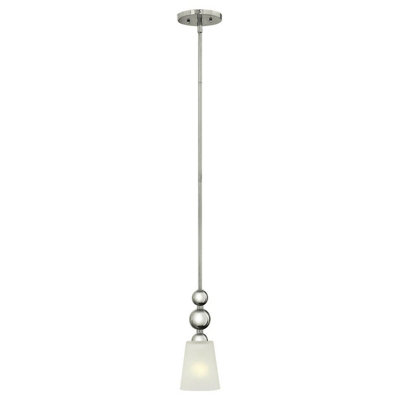 Stylish 1 Bulb Ceiling Pendant Light in Highly Polished Nickel for Modern Interiors