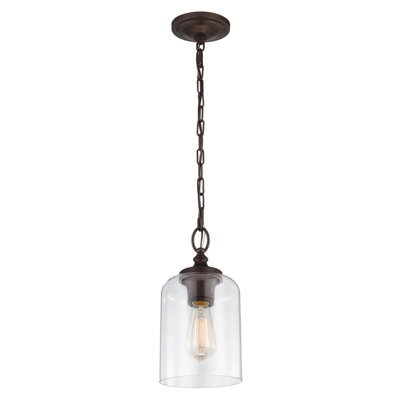 Stylish 1 Bulb Ceiling Pendant Light in Oil Rubbed Bronze with LED E27 60W Bulb