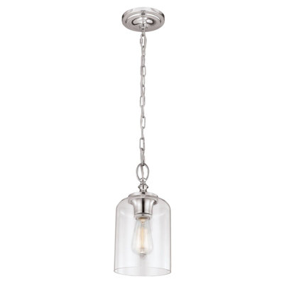 Stylish 1 Bulb Ceiling Pendant Light in Polished Nickel for Modern Interiors