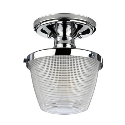 Stylish 1 Bulb Flush Light with IP44 Rating - Polished Chrome LED E27 60W