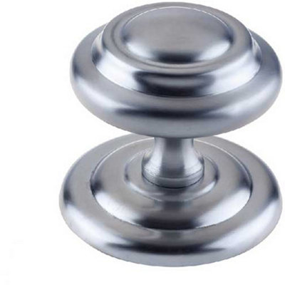 Stylish 102mm Satin Chrome Centre Door Knob for Modern Homes - External Front Door Knob