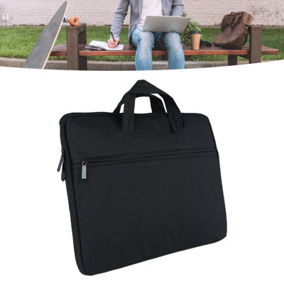 Stylish 15.6" Lightweight Water-Resistant Laptop Bag for Business or Travel-Slim Oxford Case in Black