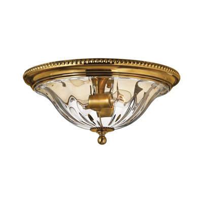 Stylish 2 Bulb Flush Mount Light in Burnished Brass with LED E27 60W Bulbs