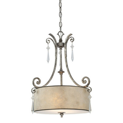 Stylish 2 Bulb MottLED Silver Ceiling Pendant Light with LED E27 Fitting