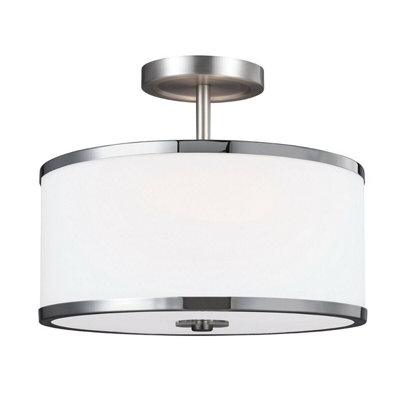 Stylish 2 Bulb Satin Nickel Ceiling Pendant Light with Chrome Finish for LED E27 Bulbs