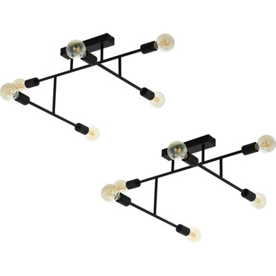 Stylish 2 Pack Black Chrome Pendant Ceiling Lights with Criss Cross Design