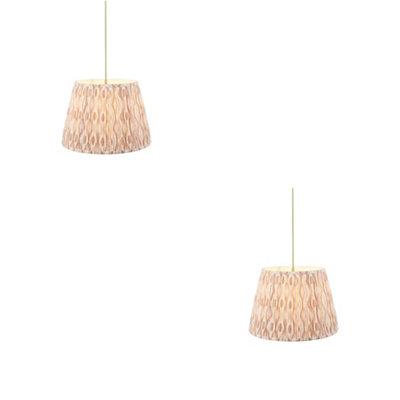 Stylish 2 Pack Brushed Brass Hanging Pendant Lights with Green Flex