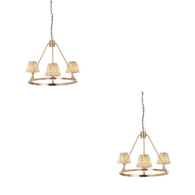 Stylish 2 Pack Hanging Ceiling Pendant Lights in Aged Brass and Herb Garden Green