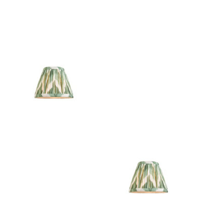 Stylish 2 Pack of 16cm Cotswold Green Tapered Lamp Shades - Handcrafted Pleated Design