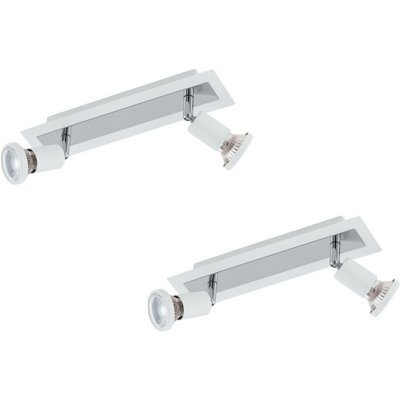 Stylish 2 Pack White Chrome GU10 5W Spot Lights for Wall and Ceiling