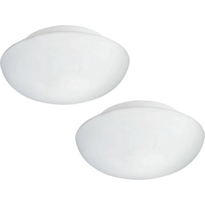 Stylish 2 Pack White Opal Glass Ceiling Light with E27 Bulbs