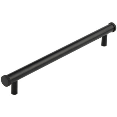 Stylish 224mm Matt Black Cabinet Handle with Knurled Design - Kitchen Drawer Pull Handle
