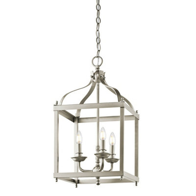 Stylish 3 Bulb Brushed Nickel Ceiling Pendant Light with E14 LED Bulbs