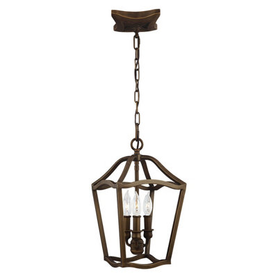 Stylish 3 Bulb Ceiling Pendant Light in Aged Brass Finish with E14 LED Bulb Compatibility