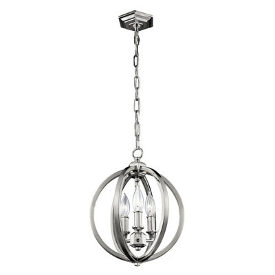 Stylish 3 Bulb Ceiling Pendant Light in Polished Nickel with E14 LED Compatibility