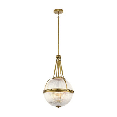 Stylish 3 Bulb Natural Brass Ceiling Pendant Light with LED E14 Fitting