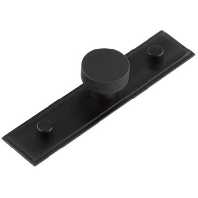 Stylish 30mm Matt Black Cupboard Knob with Stepped Backplate - Kitchen Cabinet Knob