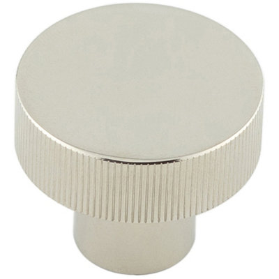 Stylish 30mm Polished Nickel Cupboard Knob with Unique Knurling Design - Kitchen Cabinet Knob