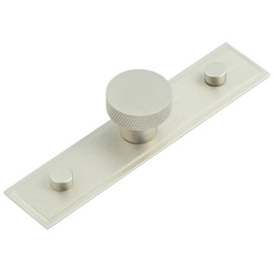 Stylish 30mm Satin Nickel Cupboard Knob on Stepped Backplate Kitchen Cabinet Knob