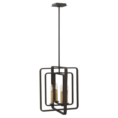 Stylish 4-Bulb Ceiling Pendant Light - Buckeye Bronze Finish with LED E14 Socket