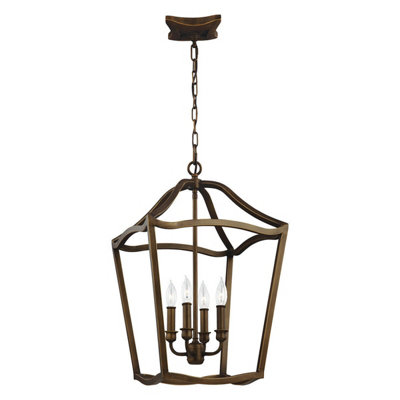 Stylish 4 Bulb Pendant Ceiling Light in Aged Brass Finish for Modern Interiors