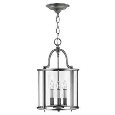 Stylish 4 Bulb Pewter Ceiling Pendant Light with LED E14 Fittings