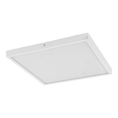 Stylish 400mm Square LED Wall and Ceiling Light - 25W 3000K White Finish