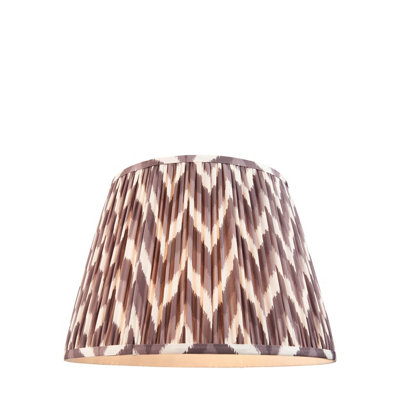 Stylish 40cm Pearl Grey Tapered Cylinder Lamp Shade with Handcrafted Zigzag Design