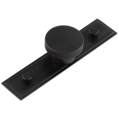 Stylish 40mm Black Cupboard Knob with Stepped Backplate - Kitchen Cabinet Knob