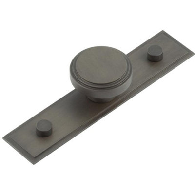 Stylish 40mm Dark Bronze Cupboard Knob with Stepped Backplate - Kitchen Cabinet Knob