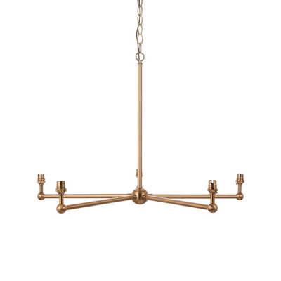 Stylish 5-Light Hanging Ceiling Pendant Light in Brushed Aged Brass with Adjustable Height