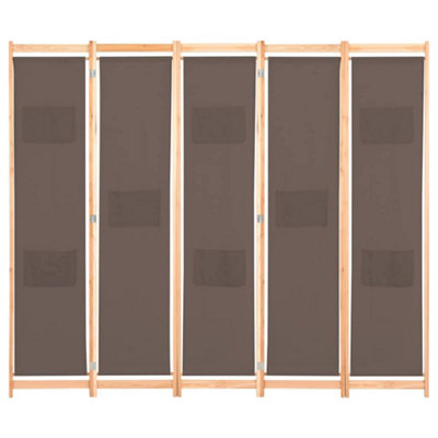 Stylish 5-Panel Room Divider Brown 200x170x4 cm Fabric