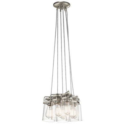 Stylish 6 Bulb Brushed Nickel Ceiling Pendant Light with LED E27 60W Bulbs