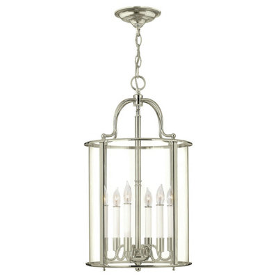 Stylish 6 Bulb Ceiling Pendant Light Fitting in Polished Nickel Finish