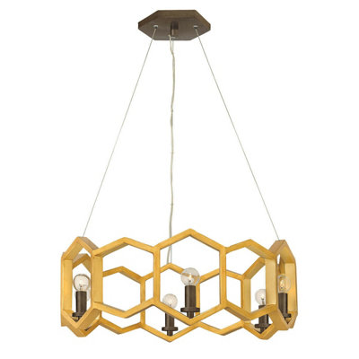 Stylish 6 Bulb Sunset Gold Ceiling Pendant Light with E14 LED Fittings